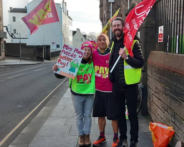 Teachers on the picket line at Royal Mile Primary School.