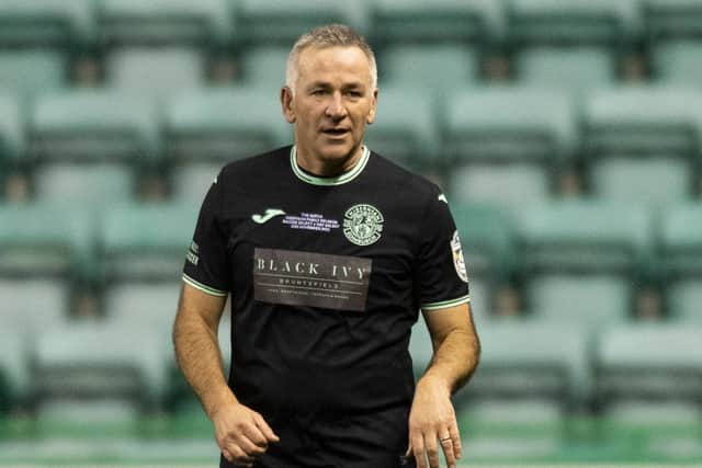 Stuart Lovell, pictured playing in a charity match last month, believes Hibs are at their best when they set up to attack, especially with Kevin Nisbet back in the team and playing well. Picture:  Mark Scates / SNS