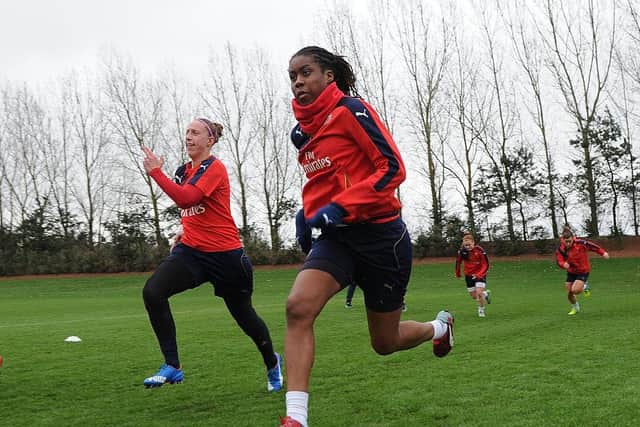 Vyan Sampson in training during her time with Arsenal earlier in her career. Picture: Getty