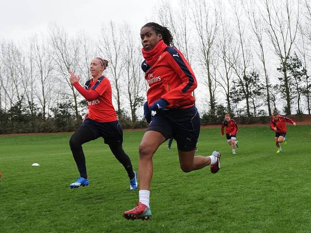 Vyan Sampson in training during her time with Arsenal earlier in her career. Picture: Getty