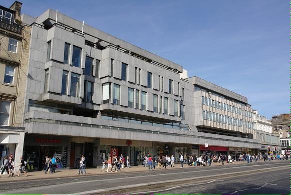 Princes Street's New Club received a Brutalist makeover in 1967. Its neighbour to the west, the Life Association Building of Scotland, was demolished and replaced by a Brutalist retail unit the following year.
