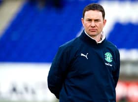Former Hibs assistant manager Derek Adams will lead Morecambe out at Stamford Bridge on Sunday. Pic: SNS