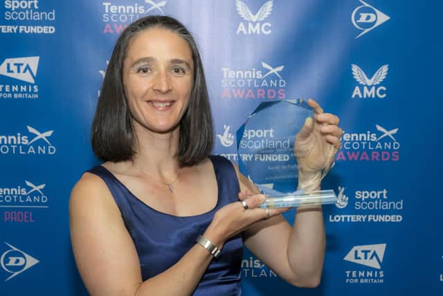 Sarah McFadyen won the Senior Veteran Player of the Year at the annual Tennis Scotland awards.Picture: Peter Devlin
