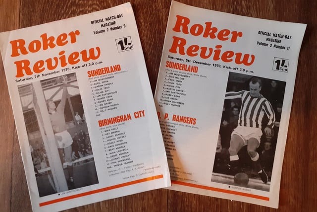 These programmes are from home games against Birmingham City and QPR in, respectively, November and December of 1970. Sunderland won both fixtures and Billy Hughes scored in each. Hurrah! Black and white photographs, but what did you expect for five new pence?