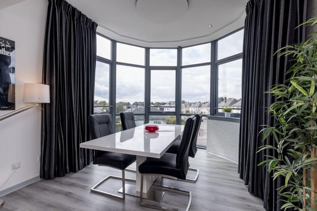 The dining area in the luxury open plan area of the Corstorphine property.