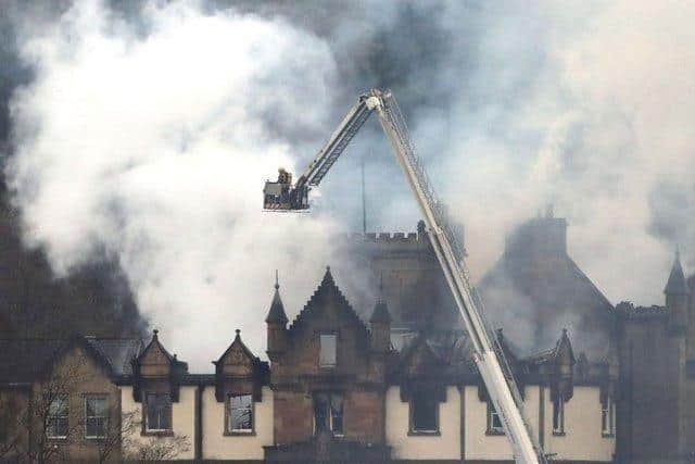 The fire left much of Cameron House Hotel a charred ruin.