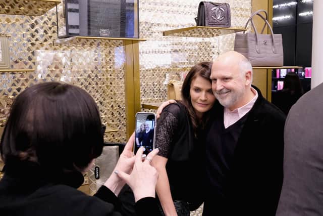 Helena Christensen and Sam McKnight attend CHANEL cocktail event celebrating the release of "Hair By Sam McKnight" at Chanel Soho Boutique in New York (Photo by Nicholas Hunt/Getty Images for CHANEL)