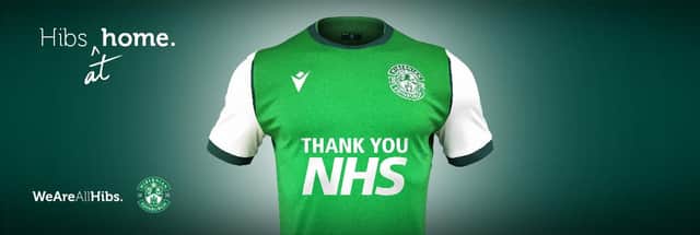 The new Hibs home top with the 'Thank You NHS' design. Picture: SNS