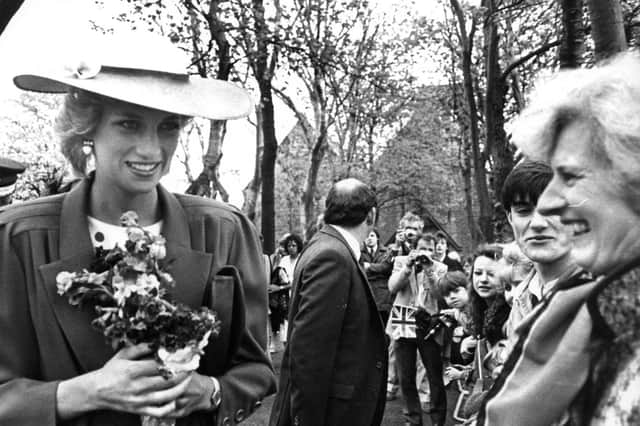 Princess Diana on a visit to St Paul's Church in Jarrow in May 1985