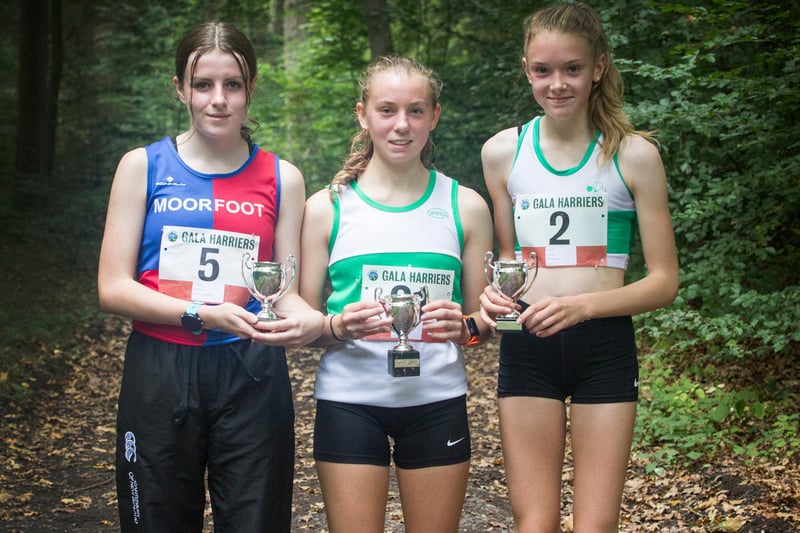Third in the girls' 4km Eildon hill race was No 5 Elena Lee, first was No 21 Isla Paterson and second was No 2 Erin Gray