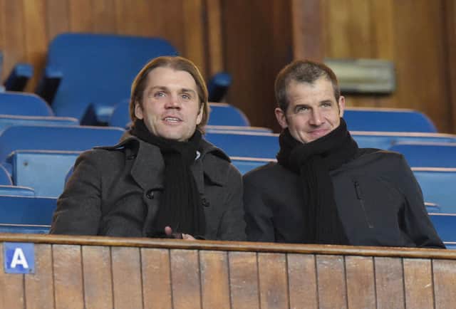Hearts manager Robbie Neilson and his former assistant Stevie Crawford, now in charge at Dunfermline.