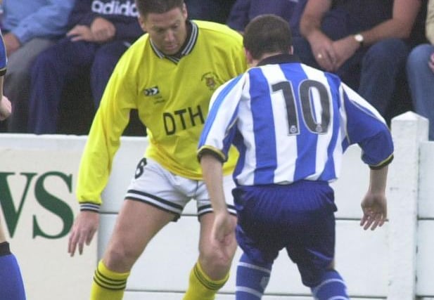 Chris Waddle takes his man on during a pre-season friendly against Sheffield Wednesday.