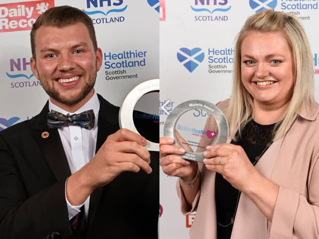 Ewan and Vicky with their awards.