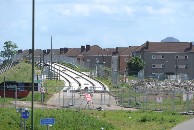 The new off-road tram line at Broomhouse, pictured in June, 2010.