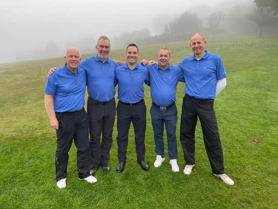 Merchants of Edinburgh Golf Club are through to the semi-finals of the Annodata Matchplay, having been represented in the most recent round by, from left, Andrew Helm, Kenny Roy, John Hunter, Mike Leitch and Fraser Smith. Adam George, not pictured, was also in the team.