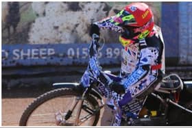 Liam Morris, pictured in action here, has been devastated by the loss of his bike and other speedway equipment from outside his family home in Livingston.