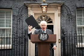 Boris Johnson, seen here on the day he stood down as Prime Minister, has now quit as an MP (Picture: Stefan Rousseau/PA)