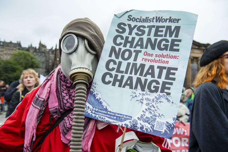 End Fossil Fuels Scotland demonstrators protesting in Edinburgh yesterday.