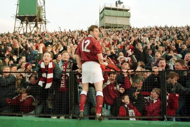 Wayne Foster was the Hearts hero in the 2-1 Scottish Cup derby win at Easter Road in 1994