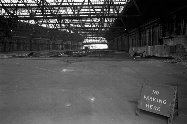 Interior of the demolished Leith Central railway station, Edinburgh, in December 1976, which had lay derelict since 1971.