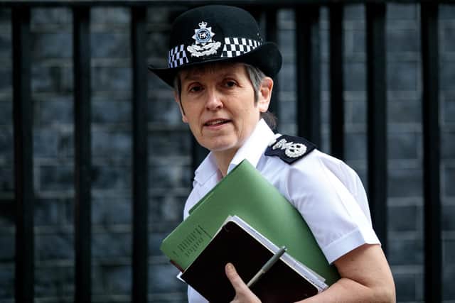 Dame Cressida Dick has defended the police’s actions after footage showed officers detaining women at a vigil for Sarah Everard (Getty Images)