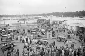 The Royal Highland Show's  new permanent site at Ingliston in July 1959 with the Ellect Ross Tractor stand in the foreground.