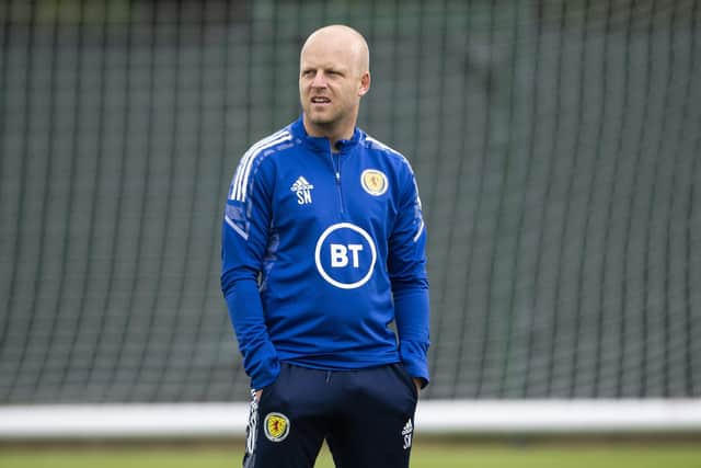 Hearts coach Steven Naismith os on coaching duty with Scotland this week