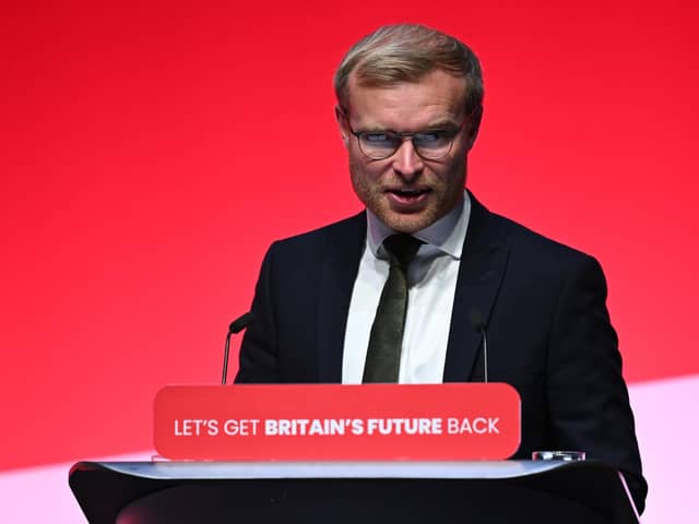 Michael Shanks MP for Rutherglen and Hamilton West delivers a speech to party delegates on day two of the Labour Party conference (Photo: Leon Neal/Getty Images)