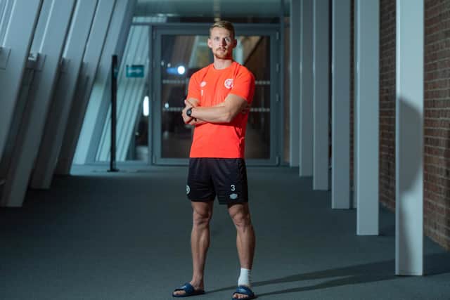 Stephen Kingsley inside the Oriam Scotland complex where Hearts train.