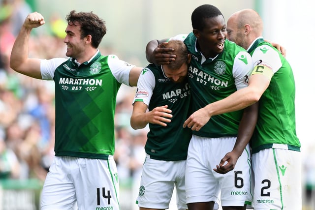 That man Martin Boyle again! The winger is joined by (from left to right) Stevie Mallan, Marvin Bartley and David Gray in the celebrations during this rout. Mallan and Oli Shaw were also on the scoresheet.