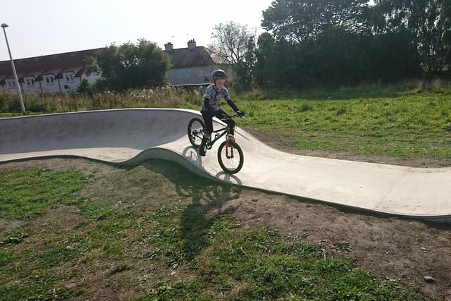Midlothian's first pump track for BMX bikers, scooter riders and skateboarders, was opened at Auld Gala Park in Gorebridge in 2021. The pump track – which is a wavy loop of concrete- was designed to challenge users while remaining accessible for people of all abilities.