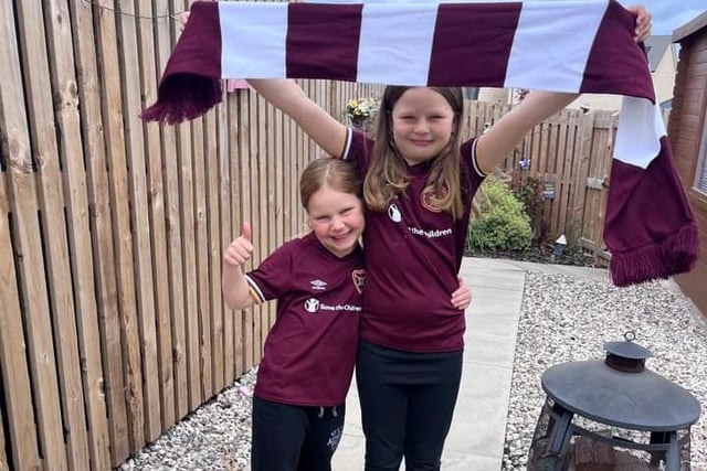 Scarf flying high in the garden ahead of the big kick-off...
Pic: Danielle Young