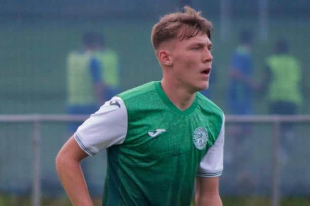 Josh O'Connor in action for the Hibs Under-18s