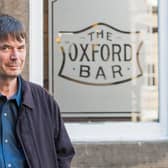 Edinburgh-based crime writer Ian Rankin outside the Oxford Bar.