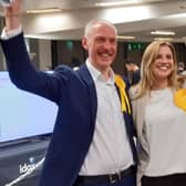 Lib Dem group leader Kevin Lang and by-election victor Fiona Bennett after last week's result was declared.