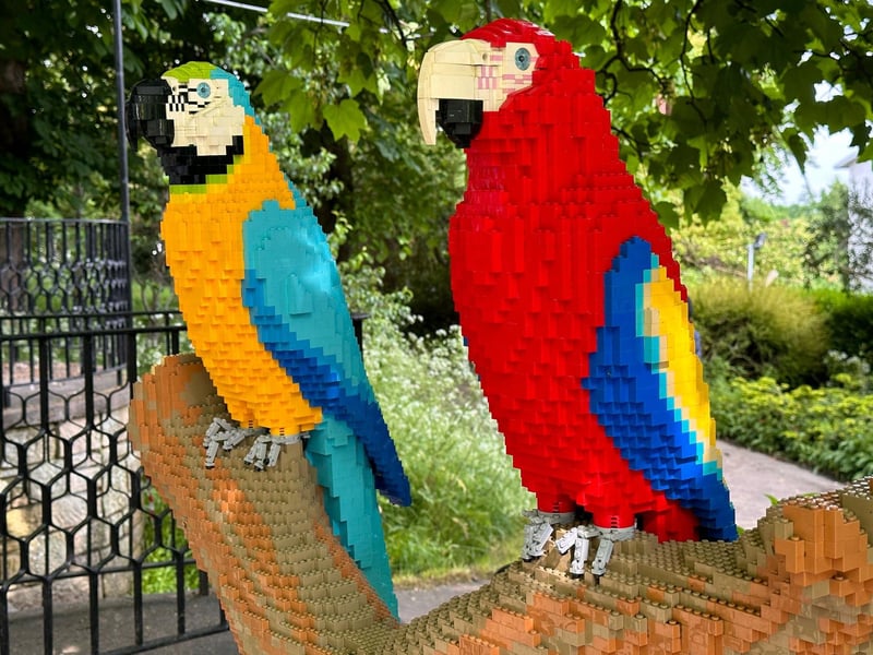 Nestled under a tree you’ll be able to find a few Macaws perched on their very own Lego branch. The models are comprised from 7,226 bricks and took 48 hours to build