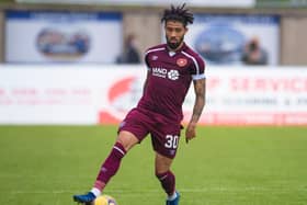 Josh Ginnelly playing for Hearts at Peterhead.