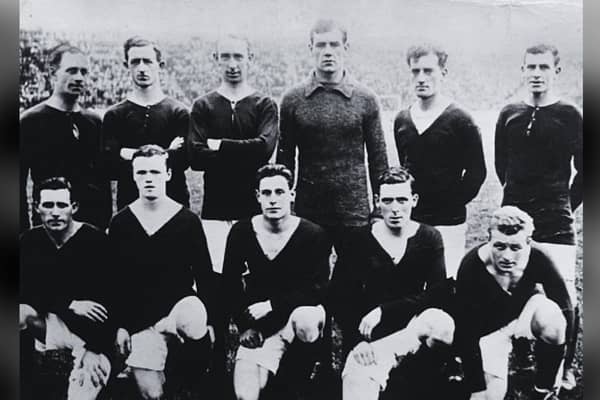 The Hibs squad of 1920/21, many of whom travelled to Denmark for an end-of-season tour in May 1921
