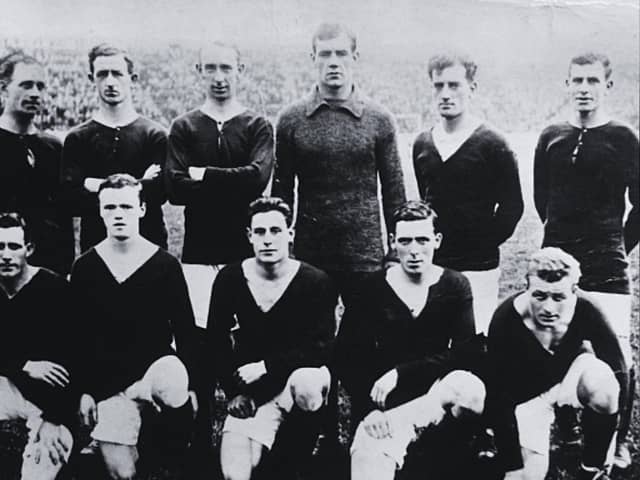 The Hibs squad of 1920/21, many of whom travelled to Denmark for an end-of-season tour in May 1921