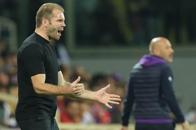 Robbie Neilson is a frustrated figure on the sidelines as Fiorentina torment his Hearts team. Picture: Gabriele Maltinti/Getty