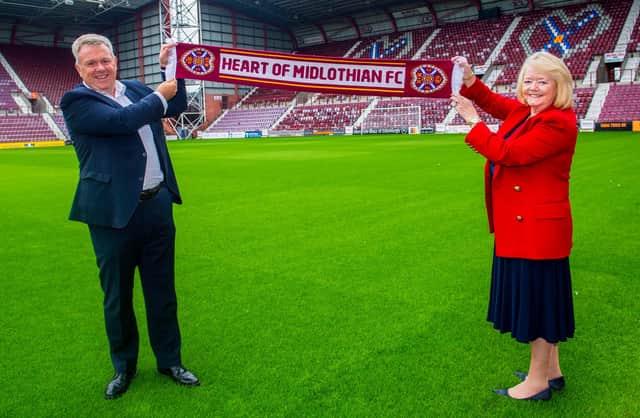 Hearts chief Andrew McKinlay with chairwoman Ann Budge. (Photo by Bill Murray / SNS Group)