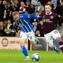 Hearts forward Barrie McKay and Kilmarnock's Rory Mackenzie fight for possession at Tynecastle.