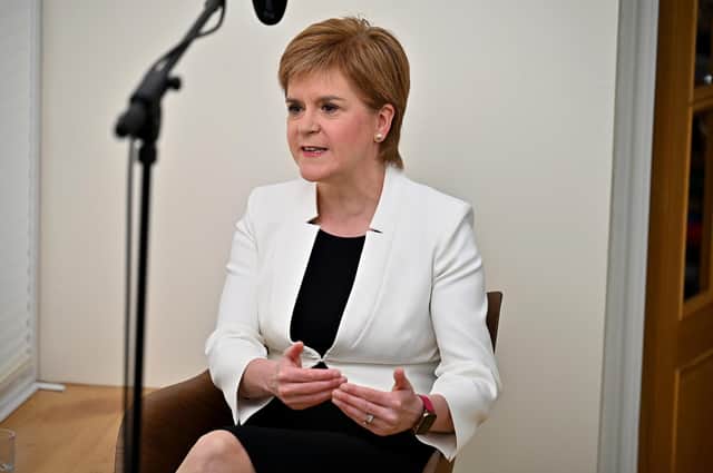 First Minister Nicola Sturgeon appears on the Andrew Marr Show from her home yesterday (Picture: Getty