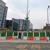 The construction site at Haymarket Square where new office buildings have been under construction since 2020 as part of a major £350m redevelopment of the site.