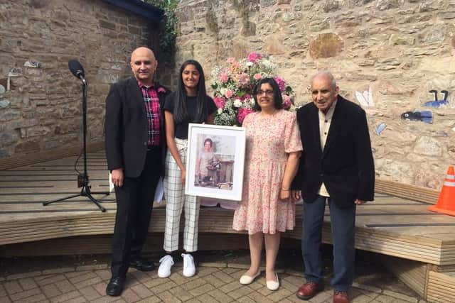 A ceremony was held at South Morningside Primary School on Thursday to mark fifty years since Saroj Lal's historic achievement.