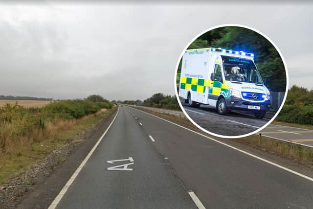 A woman was taken to hospital after a crash on the A1 at Dunbar in East Lothian.