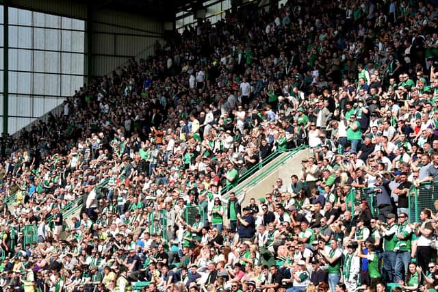 Hibs fans continue to back their team. Picture: SNS