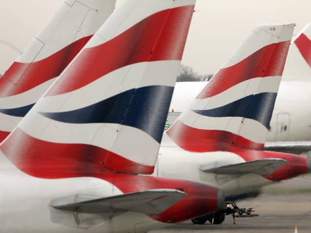Tail fins of British Airways' aircraft parked at Terminal One of London's Heathrow Airport.  Picture: Tim Ockenden/PA Wire