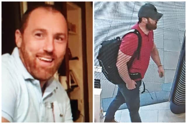 Gary Robinson, 43, who has been reported missing from the Rosyth area of Fife, was last seen at Edinburgh Waverley Station.
