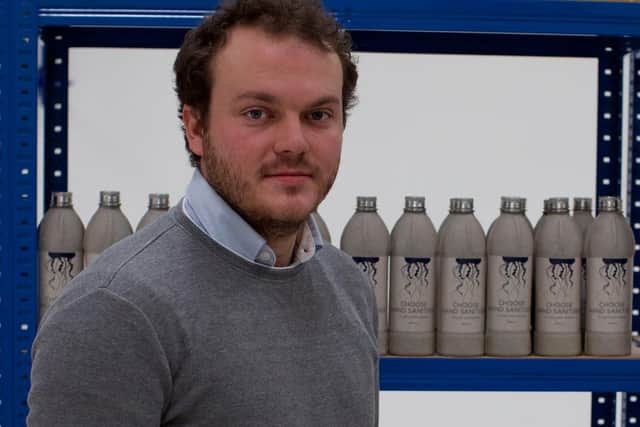 James Longcroft with his bio-degradable bottles